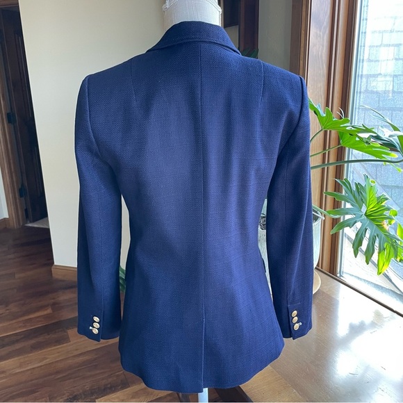 Banana Republic Navy Blue Double Breasted Cotton Blazer with Gold Buttons size 4 - Picture 3 of 14